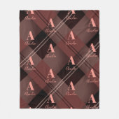 Monogram Name Kariert Burgundy Maroon Fleecedecke (Vorderseite)