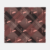 Monogram Name Kariert Burgundy Maroon Fleecedecke (Vorderseite (Horizontal))