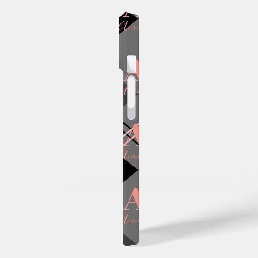 Monogram Name Kariert Grau Schwarz Pink Case-Mate iPhone Hülle (Rückseite / Links)