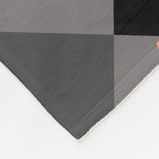 Monogram Name Kariert Grau Schwarz Pink Fleecedecke (Ecke)