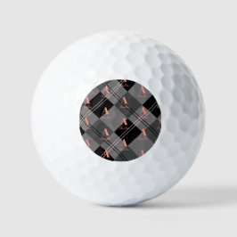 Monogram Name Kariert Grau Schwarz Pink Golfball