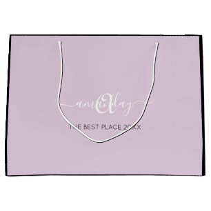 Monogram Name Lavender Lila Shop Hochzeit Große Geschenktüte