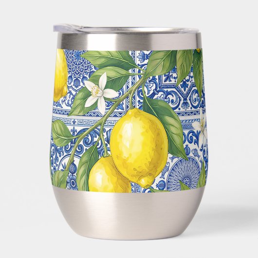 Monogram Name Lemon Blue French Country Tile  (Rechts)