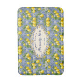 Monogram Name Lemon Blue French Country Tile  Badematte (Vorderseite Vertikal)