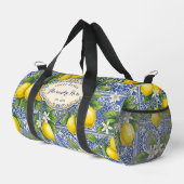 Monogram Name Lemon Blue French Country Tile  Duffle Bag (Rechte Ecke)