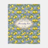 Monogram Name Lemon Blue French Country Tile  Fleecedecke (Vorderseite)