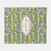Monogram Name Lemon Blue French Country Tile  Fleecedecke (Vorderseite (Horizontal))