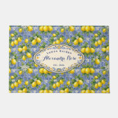 Monogram Name Lemon Blue French Country Tile  Fußmatte (Vorderseite)