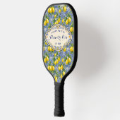 Monogram Name Lemon Blue French Country Tile Pickleball Schläger (Links)