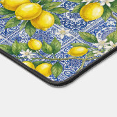 Monogram Name Lemon Blue French Country Tile  Schreibtischunterlage (Ecke)