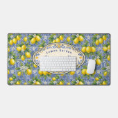 Monogram Name Lemon Blue French Country Tile  Schreibtischunterlage (Tastatur & Maus)
