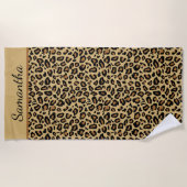 Monogram Name Leopard Print Cheetah Animal Muster Strandtuch (Vorderseite)