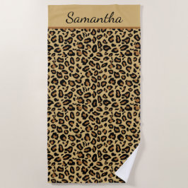 Monogram Name Leopard Print Cheetah Animal Muster Strandtuch