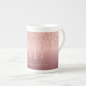 Monogram Name Letter Rose Gold Glitzer Tasse (Vorderseite Rechts)