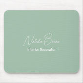 Monogram Name Light Green White Decorator Mousepad (Vorne)