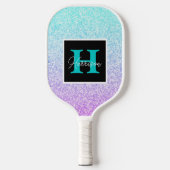 Monogram-Name lila & Blue Glitzer individuell anpa Pickleball Schläger (Vorderseite)