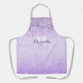 Monogram Name Lila Driving Glitzer Violet Ombre Schürze (Vorderseite)