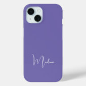 Monogram Name Lila White Minimal Stilvolle Chic Case-Mate iPhone Hülle (Rückseite)