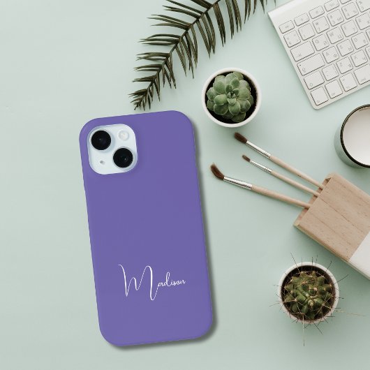 Monogram Name Lila White Minimal Stilvolle Chic Case-Mate iPhone Hülle