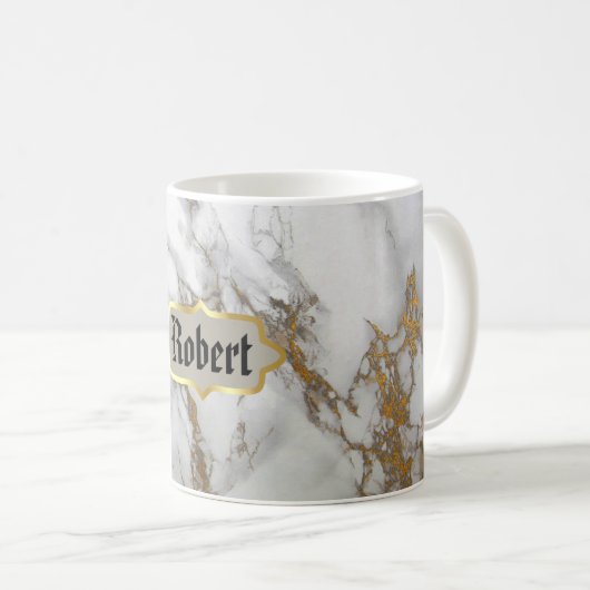 Monogram Name Marble Rose Gold Tasse (VorderseiteRechts)