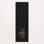 Monogram Name Minimalist Black Gold White Elegant Yogamatte (Vorderseite)