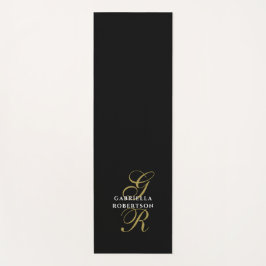 Monogram Name Minimalist Black Gold White Elegant Yogamatte