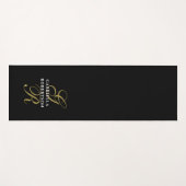 Monogram Name Minimalist Black Gold White Elegant Yogamatte (Vorderseite (Horizontal))
