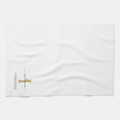 Monogram Name Minimalistisch Gold Grau Script Cust Geschirrtuch (Horizontal)