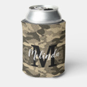 Monogram Name Modern Camouflage Glitzer Party Dosenkühler (Kanne Rückseite)