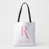 Monogram Name Modern Minimal Stylish Pink Tasche (Vorderseite)