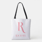 Monogram Name Modern Minimal Stylish Pink Tasche (Rückseite)