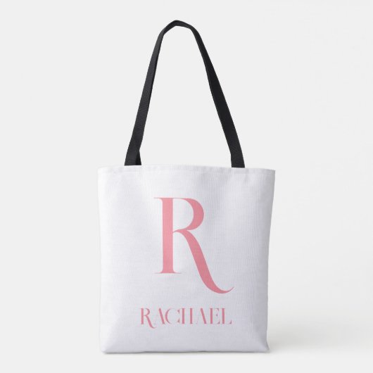Monogram Name Modern Minimal Stylish Pink Tasche (Rückseite)