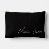 Monogram Name Modern Minimalistisch Gold Black Zubehörtasche (Vorderseite)