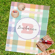 Monogram Name Modern Pastel Picnic