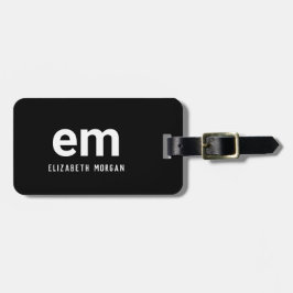 Monogram Name Modern Schwarz-weiß Luggage Tag Gepäckanhänger