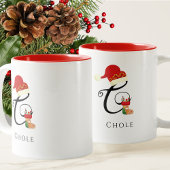 Monogram Name Modern Script Letter C Christmas Zweifarbige Tasse