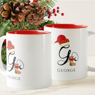 Monogram Name Modern Script Letter G Holiday Zweifarbige Tasse