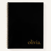 Monogram Name Modern Simple Elegant Black Gold Notizblock (Vorderseite)