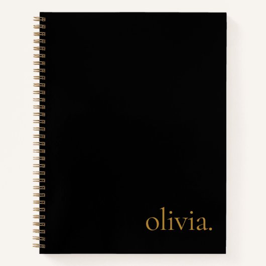 Monogram Name Modern Simple Elegant Black Gold Notizblock (Vorderseite)