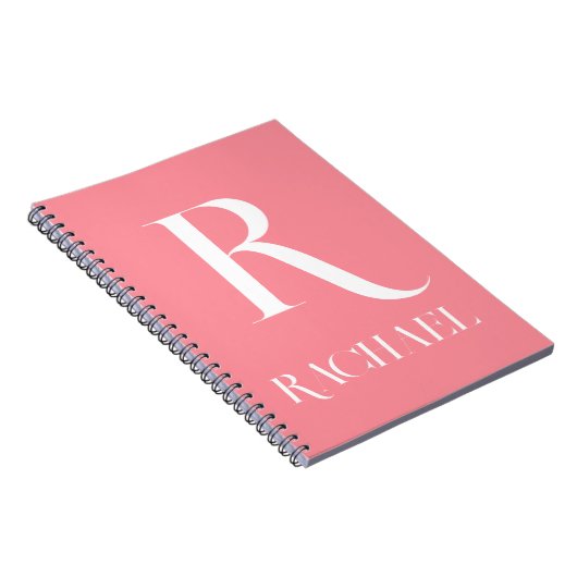 Monogram Name Modern Stylish Pink Notizblock (Rechte Seite)