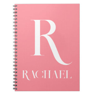 Monogram Name Modern Stylish Pink Notizblock