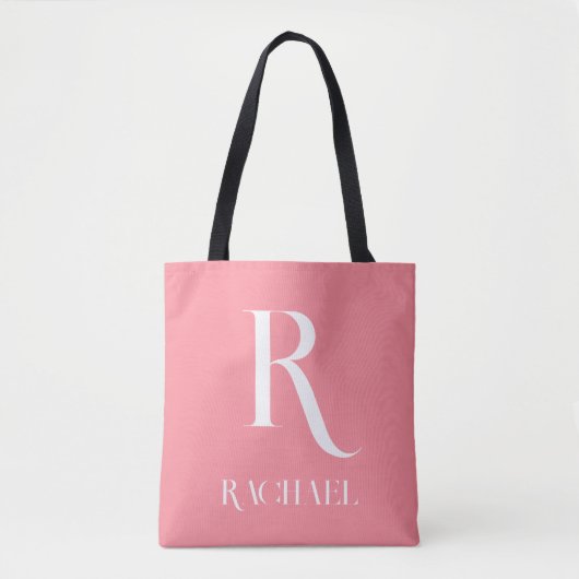 Monogram Name Modern Stylish Pink Tasche (Vorderseite)