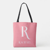 Monogram Name Modern Stylish Pink Tasche (Rückseite)