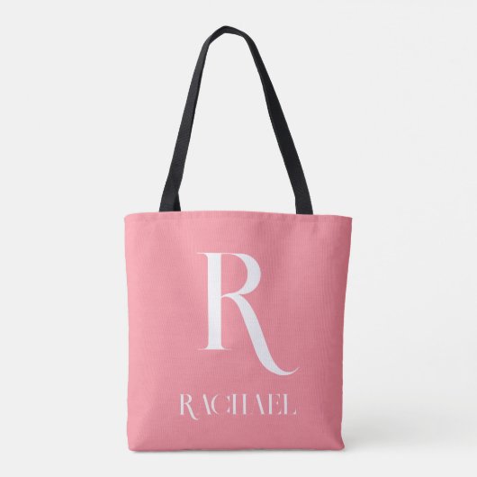 Monogram Name Modern Stylish Pink Tasche (Rückseite)