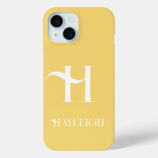 Monogram Name Modern Stylish Yellow Case-Mate iPhone Hülle (Rückseite)