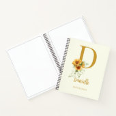 Monogram Name Moderne Blumenschrift Notizblock (Innenseite)