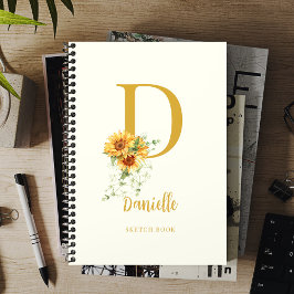 Monogram Name Moderne Blumenschrift Notizblock