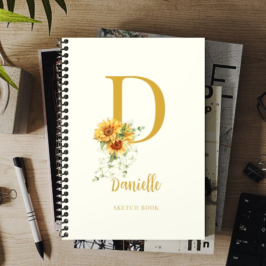 Monogram Name Moderne Blumenschrift Notizblock