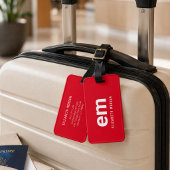 Monogram Name Moderne Minimal Red Luggage Tag Gepäckanhänger