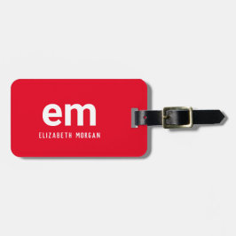 Monogram Name Moderne Minimal Red Luggage Tag Gepäckanhänger
